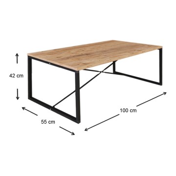 Τραπεζάκι σαλονιού Harte μεταλλικό - μελαμίνης χρώμα pine oak 100x55x42εκ.