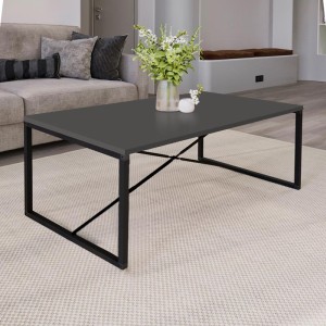 Τραπεζάκι σαλονιού Harte μεταλλικό - μελαμίνης χρώμα ανθρακί 100x55x42εκ.