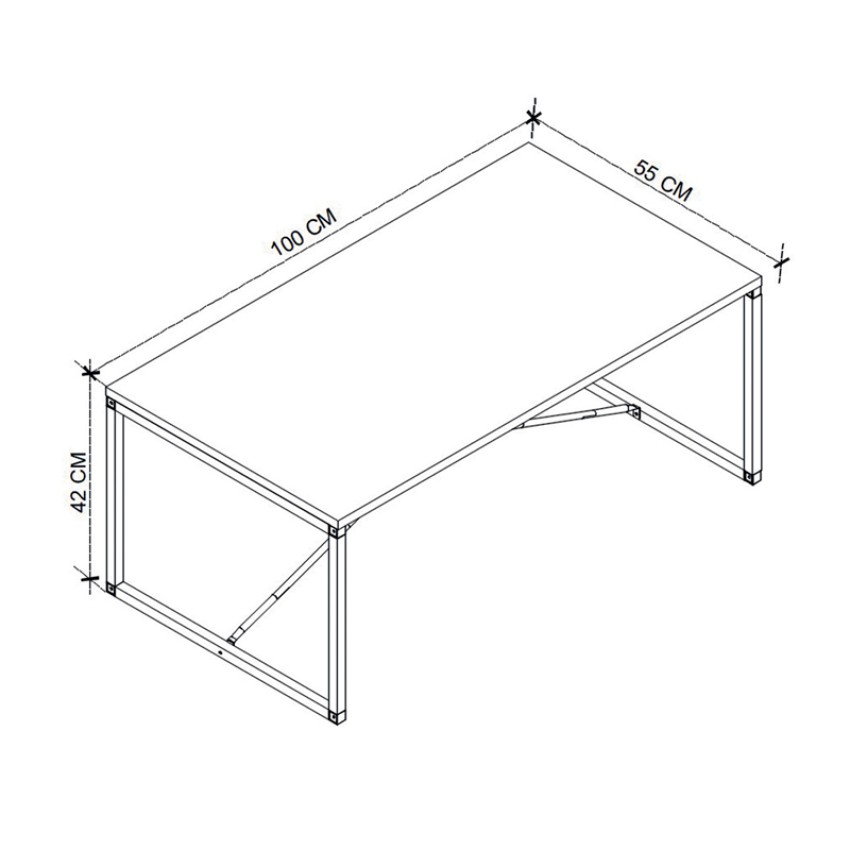 Τραπεζάκι σαλονιού Harte μεταλλικό - μελαμίνης χρώμα ανθρακί 100x55x42εκ.