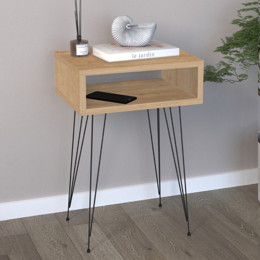 Κομοδίνο μελαμίνης Scott χρώμα sapphire oak 40x30x60εκ.