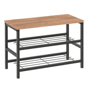 Παπουτσοθήκη Dalia 6 ζευγών μεταλλική - μελαμίνης χρώμα μαύρο - pine oak 65x30x45εκ.