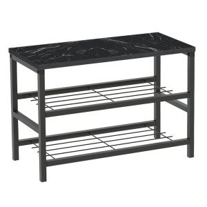Παπουτσοθήκη Dalia 6 ζευγών μεταλλική - μελαμίνης χρώμα μαύρο εφέ μαρμάρου 65x30x45εκ.
