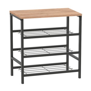 Παπουτσοθήκη Dalia 9 ζευγών μεταλλική - μελαμίνης χρώμα μαύρο - pine oak 65x30x67εκ.