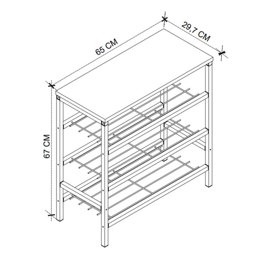 Παπουτσοθήκη Dalia 9 ζευγών μεταλλική - μελαμίνης χρώμα μαύρο - pine oak 65x30x67εκ.