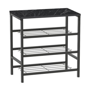 Παπουτσοθήκη Dalia 9 ζευγών μεταλλική - μελαμίνης χρώμα μαύρο εφέ μαρμάρου 65x30x67εκ.
