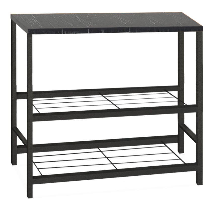 Βοηθητικό τραπεζάκι για φουρνάκι Mulligan μεταλλικό - μελαμίνης χρώμα μαύρο - εφέ μαρμάρου 80x40x80εκ.