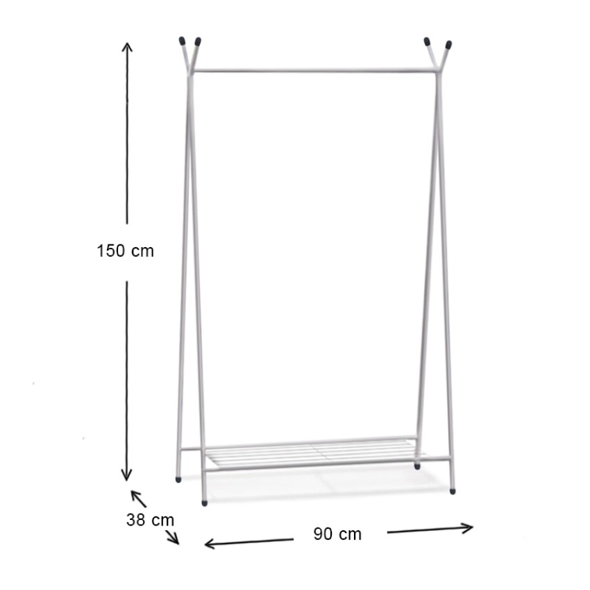Επιδαπέδια κρεμάστρα Shua μεταλλική χρώμα λευκό 90x38x150εκ.