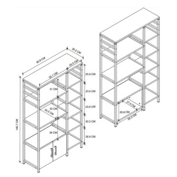 Έπιπλο κουζίνας Benito χρώμα μαύρο - ανθρακί 83,6x30,2x140,7εκ.