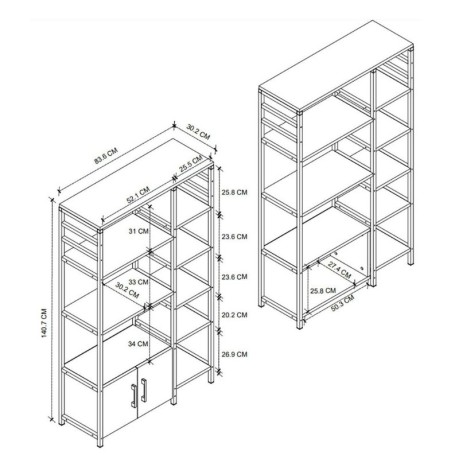 Έπιπλο κουζίνας Benito χρώμα μαύρο - ανθρακί 83,6x30,2x140,7εκ.