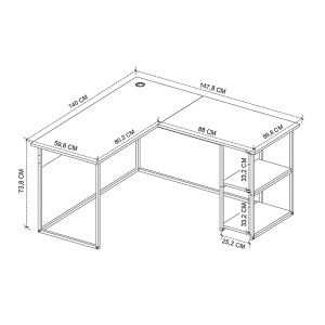 Γραφείο εργασίας Delta χρώμα καπνιστή καρυδιά 147,8x140x73,8εκ. Γραφείο εργασίας Delta χρώμα καπνιστή καρυδιά 147,8x140x73,8εκ.