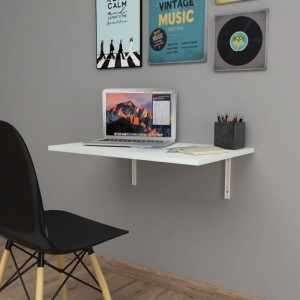 Τραπέζι κουζίνας - Γραφείο επιτοίχιο πτυσσόμενο Ravan χρώμα λευκό 72x45εκ.