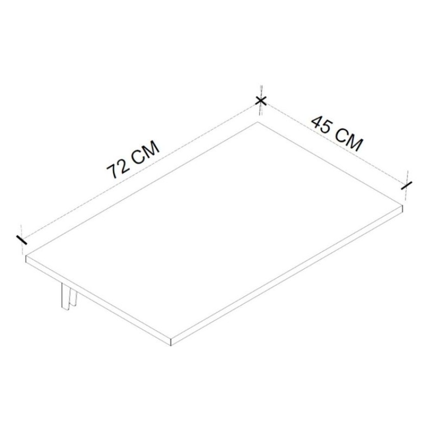 Τραπέζι κουζίνας - Γραφείο επιτοίχιο πτυσσόμενο Ravan χρώμα λευκό 72x45εκ.