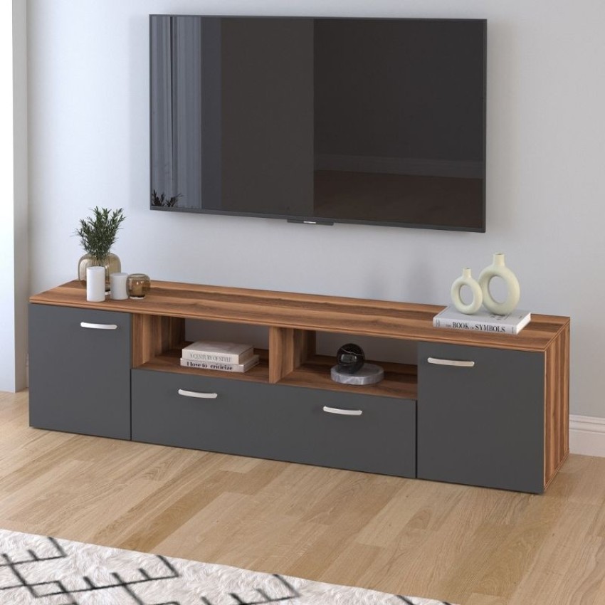 Έπιπλο τηλεόρασης Girit χρώμα καρυδί - ανθρακί 181,3x41x46,2εκ.