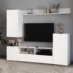 Σύνθεση τηλεόρασης Rodos χρώμα λευκό 210,2x36x90,4εκ.