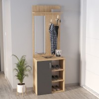 Έπιπλο εισόδου Norva χρώμα sapphire oak - ανθρακί 67,8x36,3x200,6εκ.