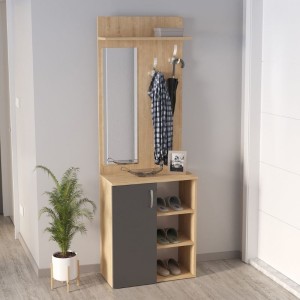 Έπιπλο εισόδου Norva χρώμα sapphire oak - ανθρακί 67,8x36,3x200,6εκ.