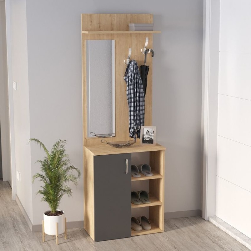 Έπιπλο εισόδου Norva χρώμα sapphire oak - ανθρακί 67,8x36,3x200,6εκ.