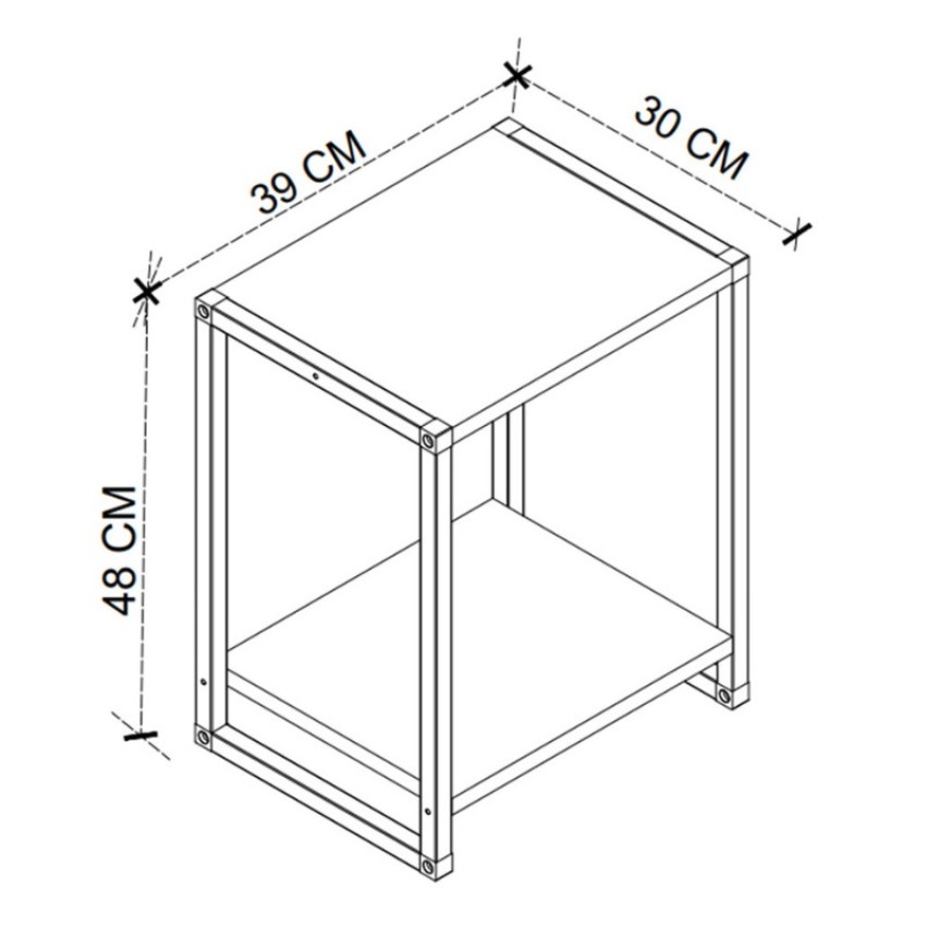 Κομοδίνο Gina χρώμα sapphire oak - μαύρο 39x30x48εκ.