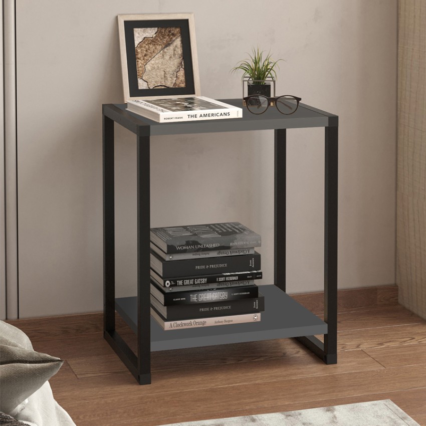 Κομοδίνο Gina χρώμα ανθρακί - μαύρο 39x30x48εκ.