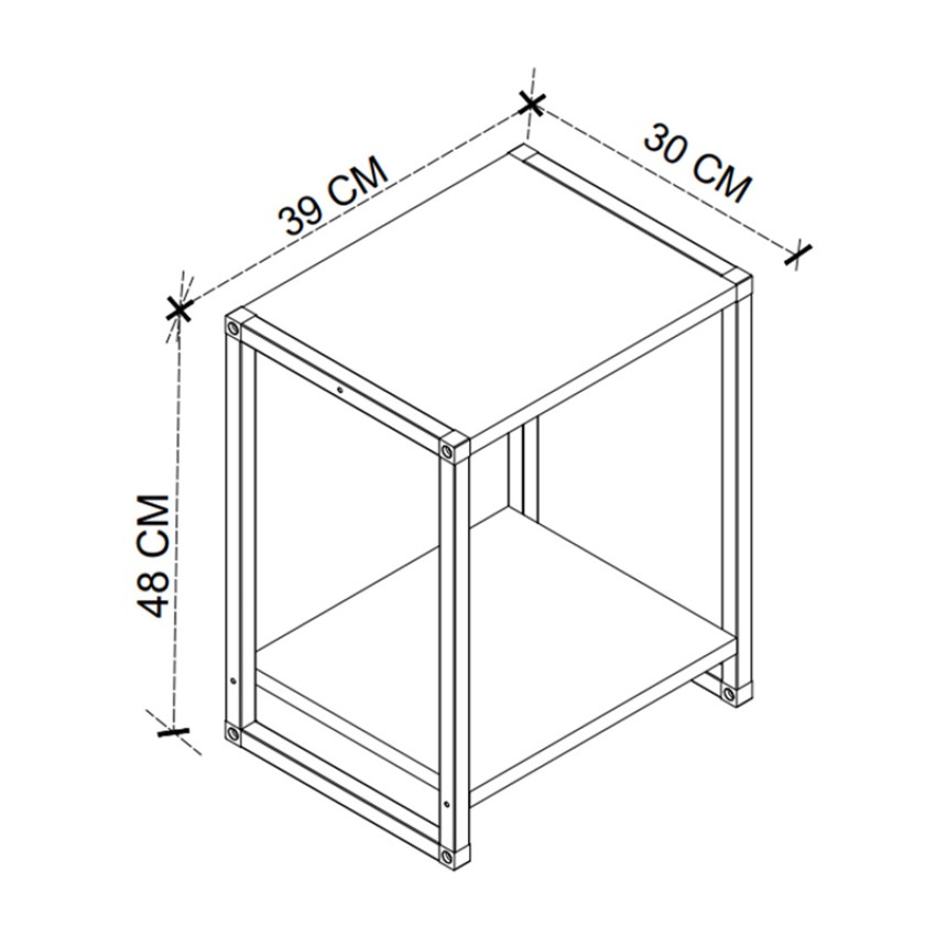 Κομοδίνο Gina χρώμα ανθρακί - μαύρο 39x30x48εκ.