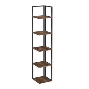 Βιβλιοθήκη γωνιακή Lidia χρώμα μαύρο - καπνιστή καρυδιά 33,5x33,5x180εκ.