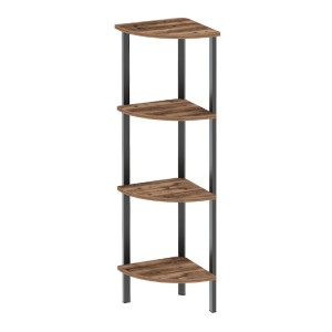 Βιβλιοθήκη γωνιακή Lela χρώμα μαύρο - καπνιστή καρυδιά 34x34x125εκ.