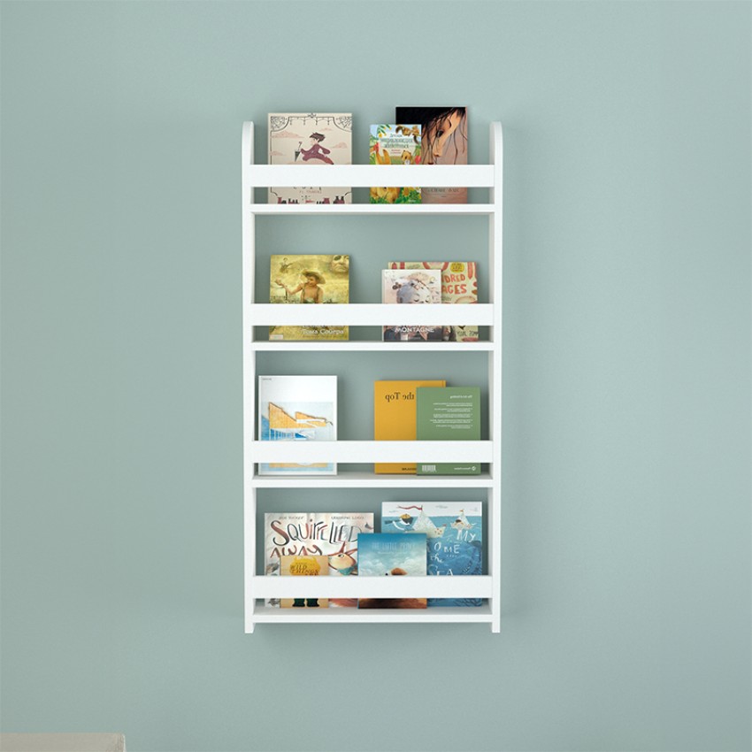 Επιτοίχια βιβλιοθήκη - ραφιέρα Montessori χρώμα λευκό 60x15x120εκ.