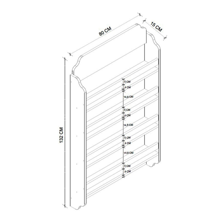 Επιτοίχια βιβλιοθήκη - ραφιέρα Montessori χρώμα λευκό 80x15x132εκ.