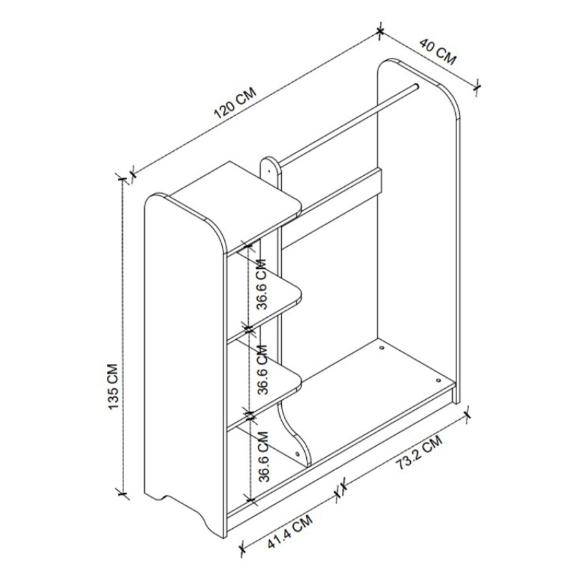 Έπιπλο εισόδου Rozesme χρώμα pine oak 120x40x135εκ. Έπιπλο εισόδου Rozesme χρώμα pine oak 120x40x135εκ.