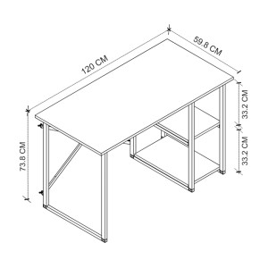 Γραφείο εργασίας Odeon χρώμα rustic καρυδί 120x59,8x73,8εκ.