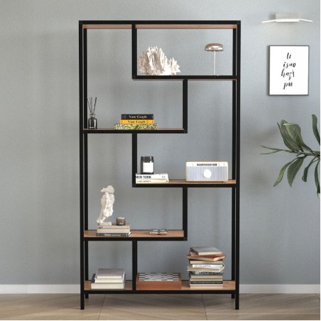 Βιβλιοθήκη Larissa Μαύρο - Pine Oak 90x30x159 εκ.
