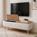 Έπιπλο Τηλεόρασης Luno με Ύφασμα Teddy Λευκό – Pine Oak 120x30x45 εκ.