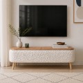 Έπιπλο Τηλεόρασης Luno με Ύφασμα Teddy Λευκό – Pine Oak 120x30x45 εκ.