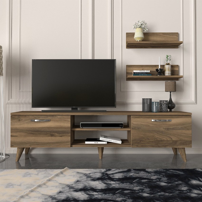 Έπιπλο τηλεόρασης Colin χρώμα καρυδί 150x29,5x40,6εκ.