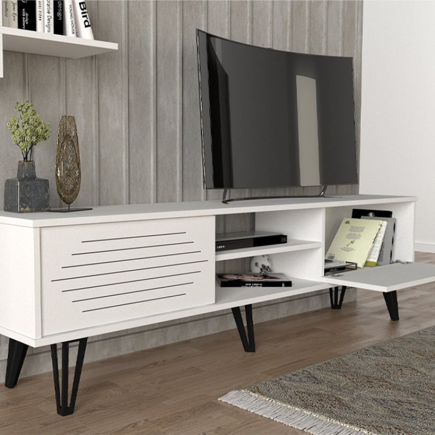 Σύνθεση τηλεόρασης Salerno χρώμα λευκό 180x35x51εκ.