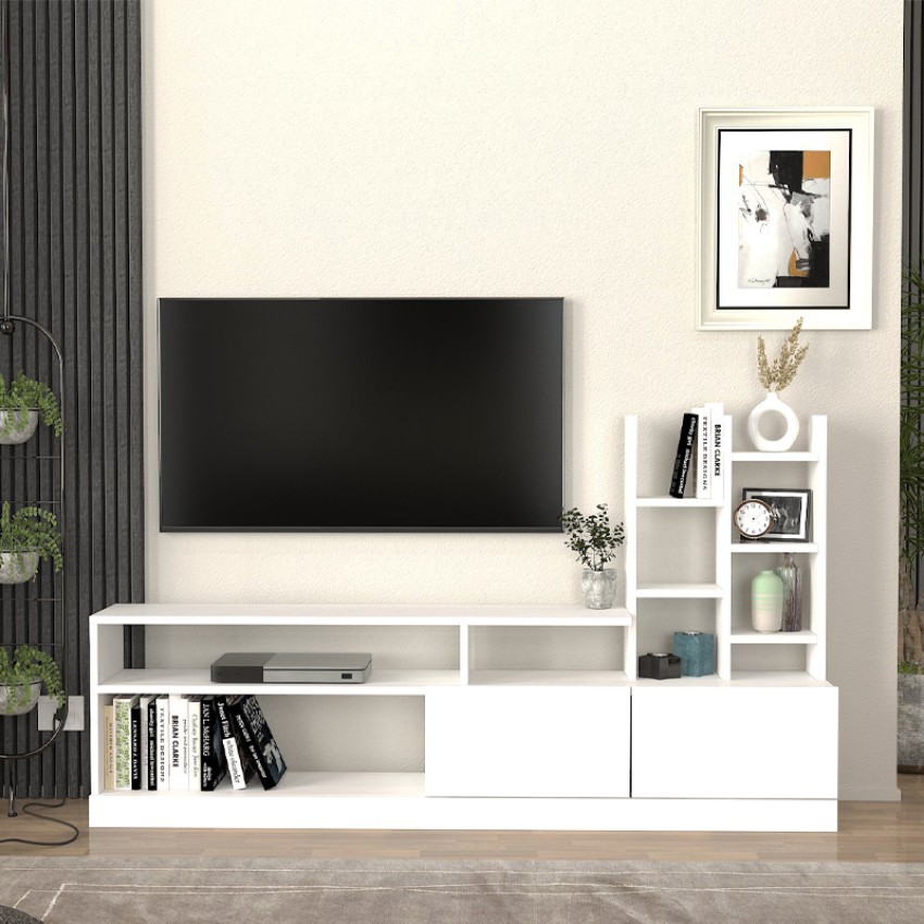 Σύνθεση τηλεόρασης Pesaro από μελαμίνη χρώμα λευκό 165x25x91,3εκ.