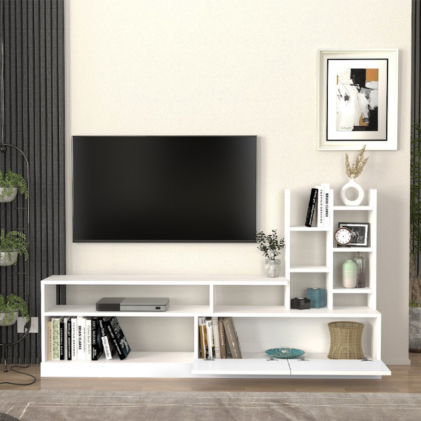 Σύνθεση τηλεόρασης Pesaro από μελαμίνη χρώμα λευκό 165x25x91,3εκ.