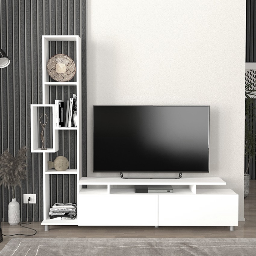 Σύνθεση τηλεόρασης Tulip από μελαμίνη χρώμα λευκό 160x29,5x160εκ.