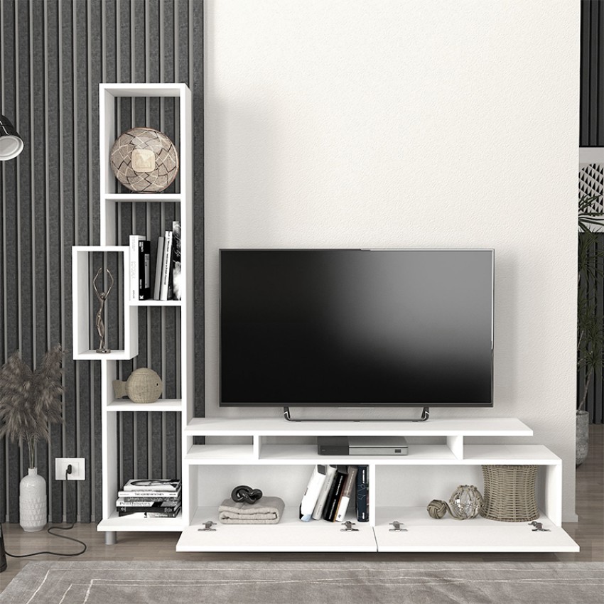 Σύνθεση τηλεόρασης Tulip από μελαμίνη χρώμα λευκό 160x29,5x160εκ.