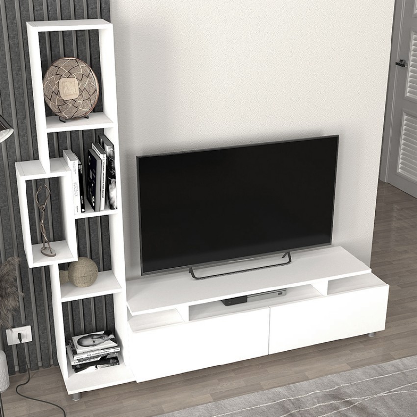 Σύνθεση τηλεόρασης Tulip από μελαμίνη χρώμα λευκό 160x29,5x160εκ.