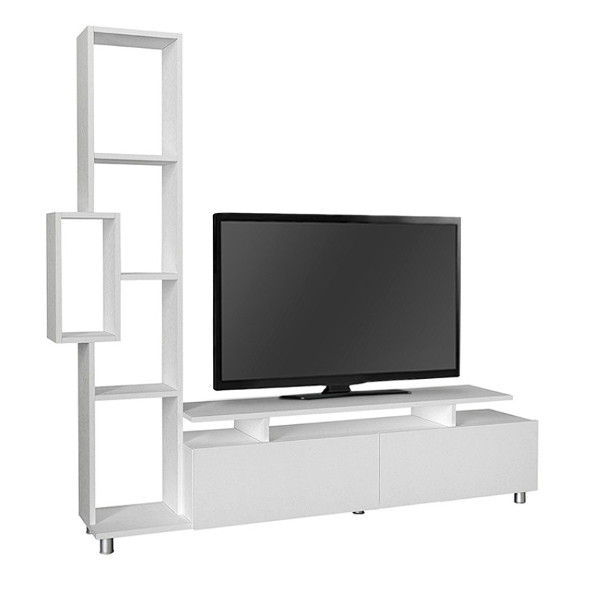 Σύνθεση τηλεόρασης Tulip από μελαμίνη χρώμα λευκό 160x29,5x160εκ.