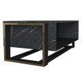 Τραπεζάκι σαλονιού Serina από μελαμίνη χρώμα μαύρο εφέ μαρμάρου 107x60x40εκ.
