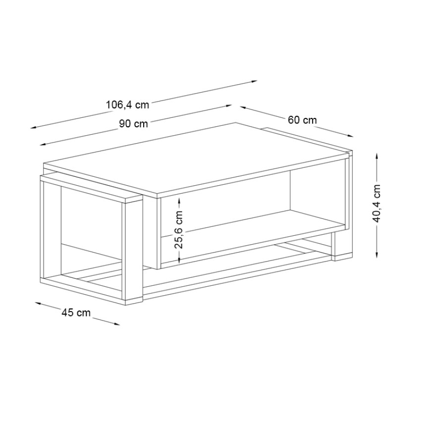 Τραπεζάκι σαλονιού Serina από μελαμίνη χρώμα μαύρο εφέ μαρμάρου 107x60x40εκ.