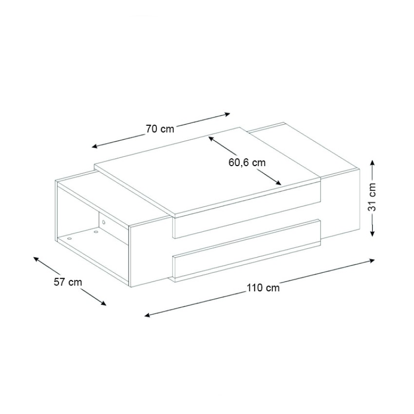 Τραπεζάκι σαλονιού Nora από μελαμίνη χρώμα λευκό - καρυδί 110x60,6x31εκ.