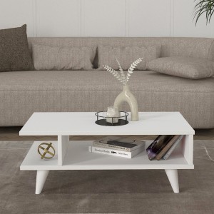 Τραπεζάκι σαλονιού Titus από μελαμίνη χρώμα λευκό 80x45x30εκ.