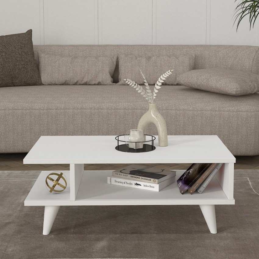 Τραπεζάκι σαλονιού Titus από μελαμίνη χρώμα λευκό 80x45x30εκ.