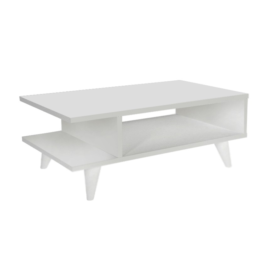 Τραπεζάκι σαλονιού Titus από μελαμίνη χρώμα λευκό 80x45x30εκ.