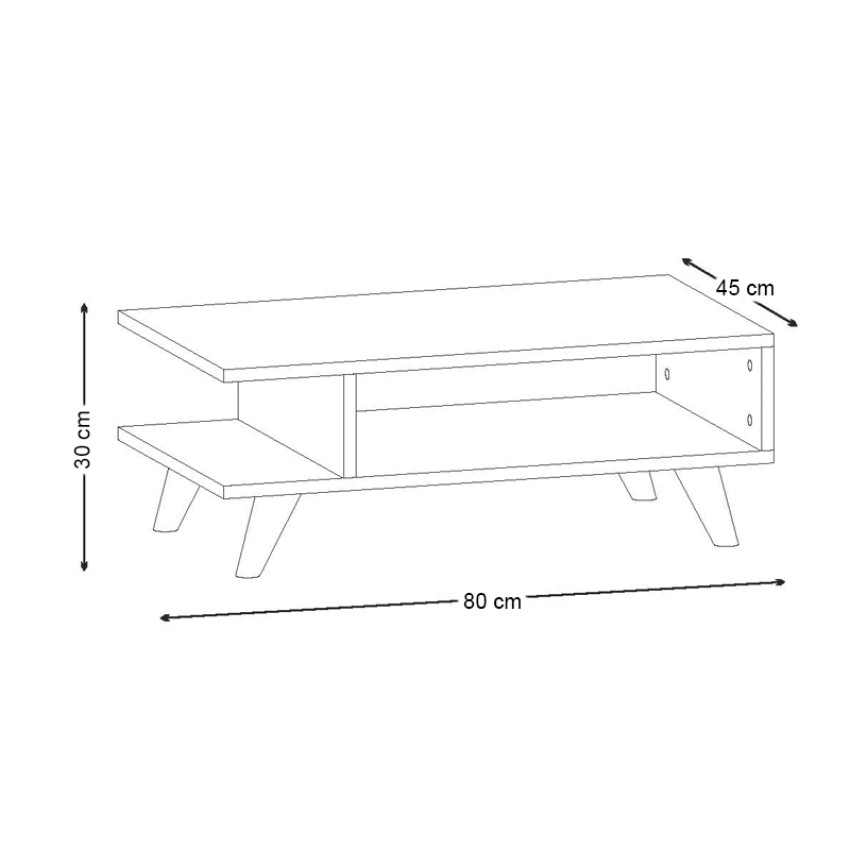 Τραπεζάκι σαλονιού Titus από μελαμίνη χρώμα λευκό 80x45x30εκ.