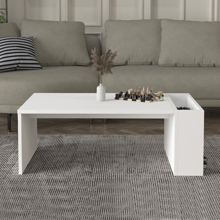 Τραπεζάκι σαλονιού View από μελαμίνη χρώμα λευκό 95x50x34εκ.