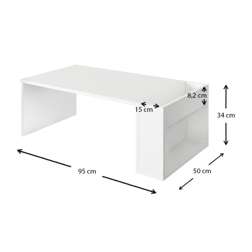 Τραπεζάκι σαλονιού View από μελαμίνη χρώμα λευκό 95x50x34εκ.